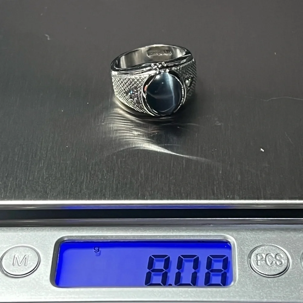 Men’s Silver Colored Signet Blue Tigers Ring Size 8.5